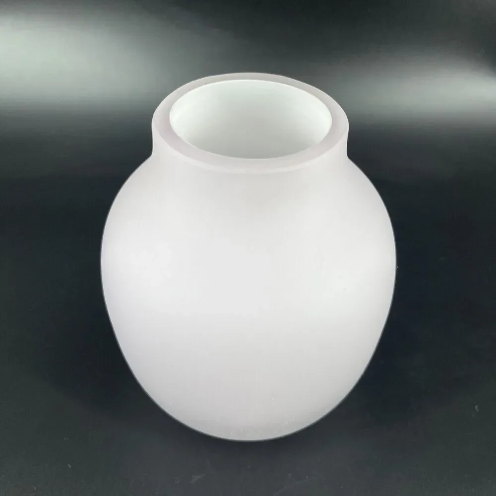West Elm Soft Pink Cased Glass Vase Matte Finish White Interior 5 in